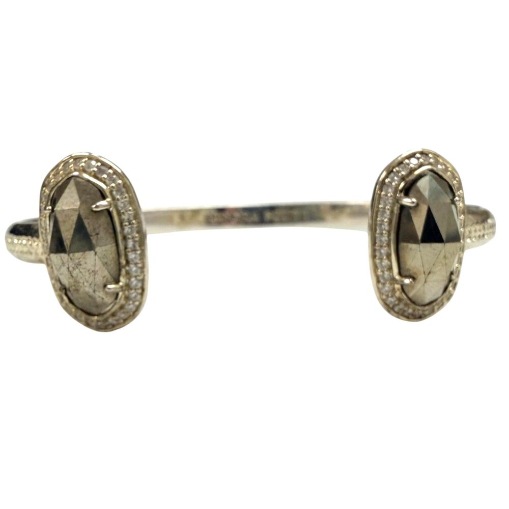 Kendra Scott Elton Pave Cuff Bracelet Gold Genuine Pyrite Crystal Halo